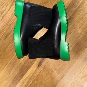 Woman Black and Green Boots